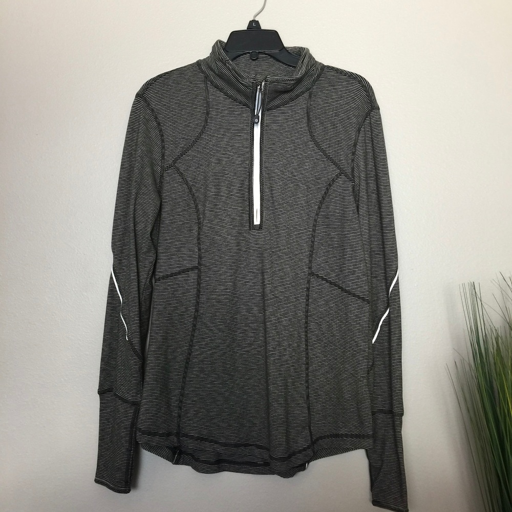 Tangerine Half Zip Striped Pullover Active Top